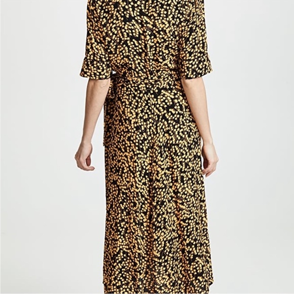 GANNI Dexter goldstone  Ruffled Floral-print Crepe Midi Wrap size 36/ US 4 - Picture 3 of 9